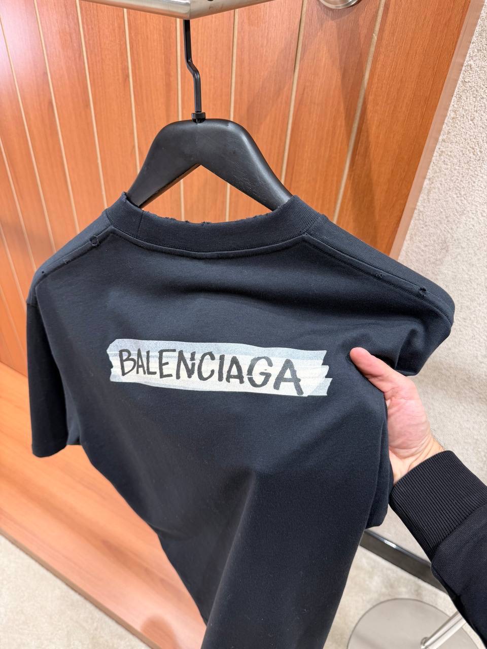 Black Balenciaga masking tape cotton tee - Image 2