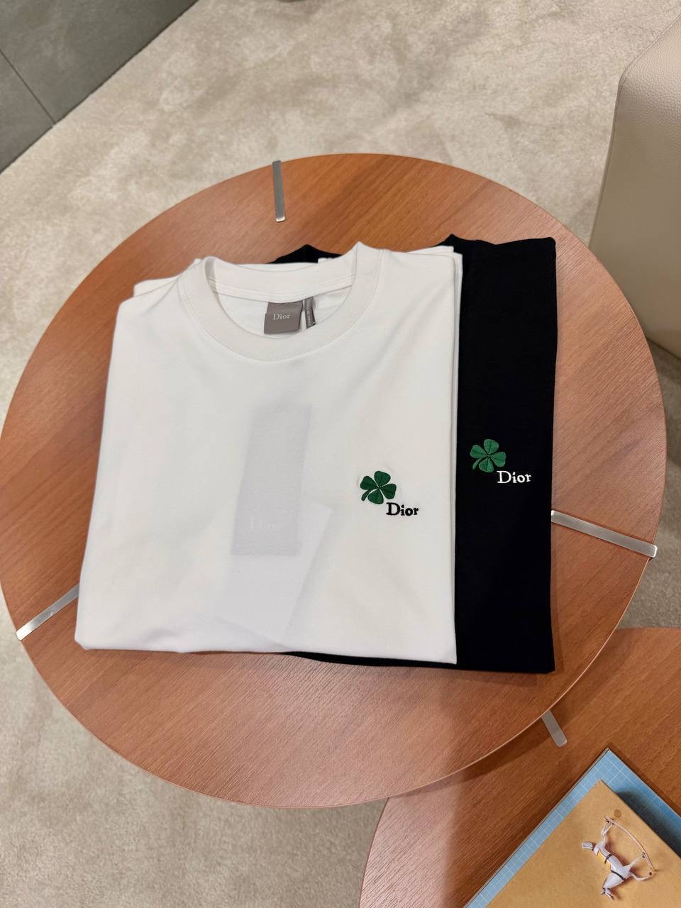 Black Dior embroidered Clover motifs cotton tee - Image 2