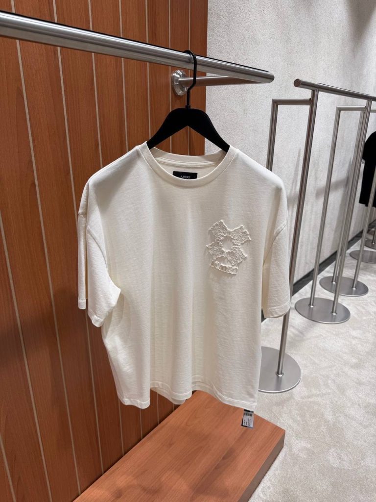 White Amiri MA Quad distinct textured embroidered logo cotton tee