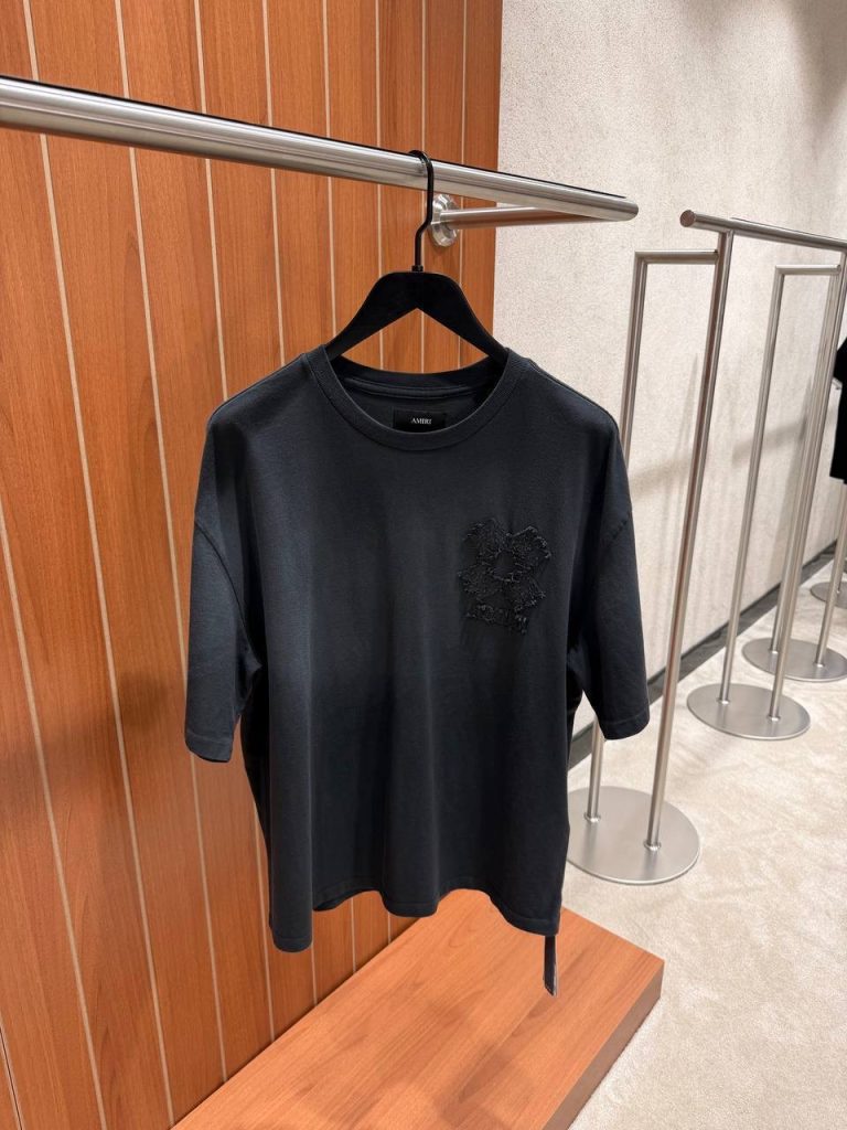 Black Amiri MA Quad distinct textured embroidered logo cotton tee