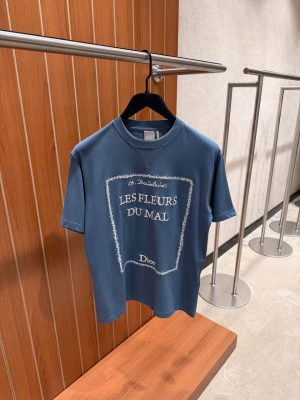 Blue Dior Book Cover embroidery relaxed fit cotton tee