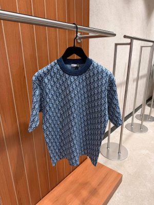 Blue Dior Jacquard oblique relaxed fit cotton tee