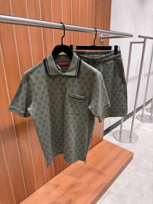 Green Gucci GG jacquard nylon & cotton shorts set