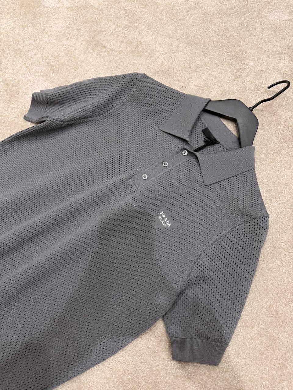 Gray Prada perforated polo shirt - Image 2