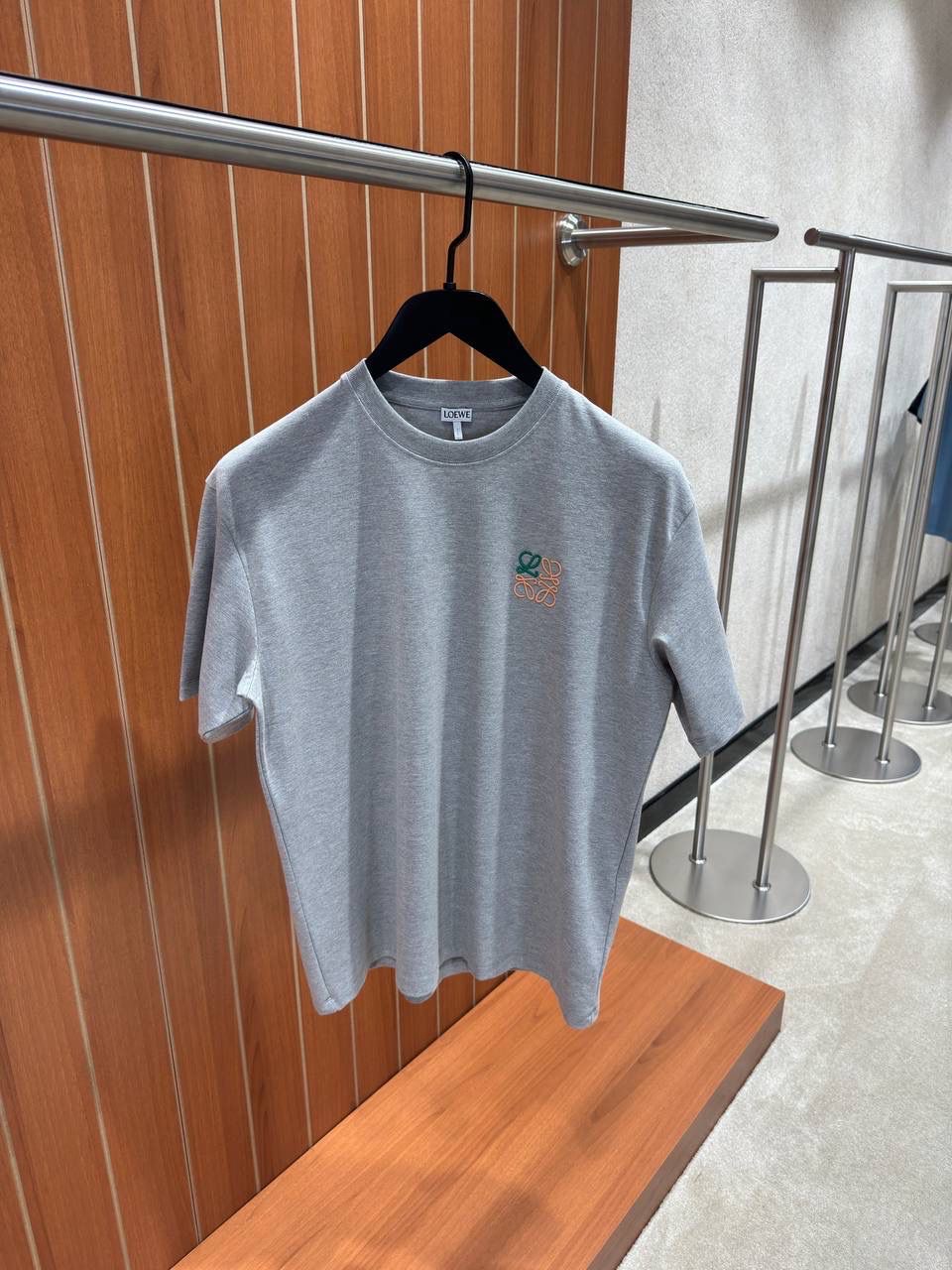 Light Gray loewe embroidered logo cotton tee