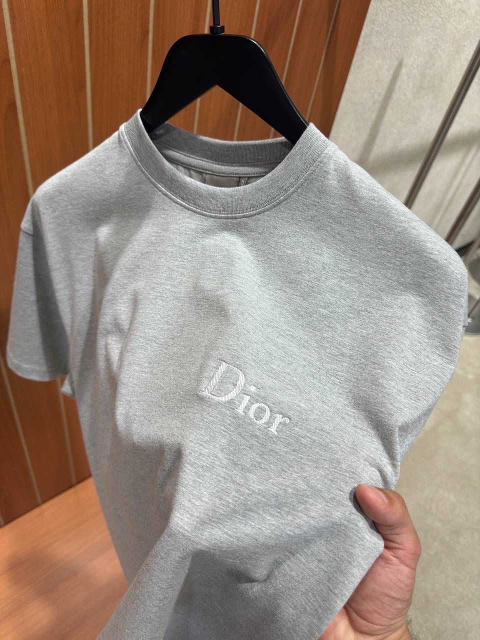 Gray Dior embroidery cotton jersey T-shirt - Image 2