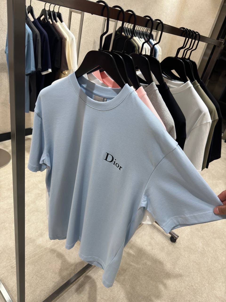 Blue Dior embroidery cotton jersey T-shirt - Image 3