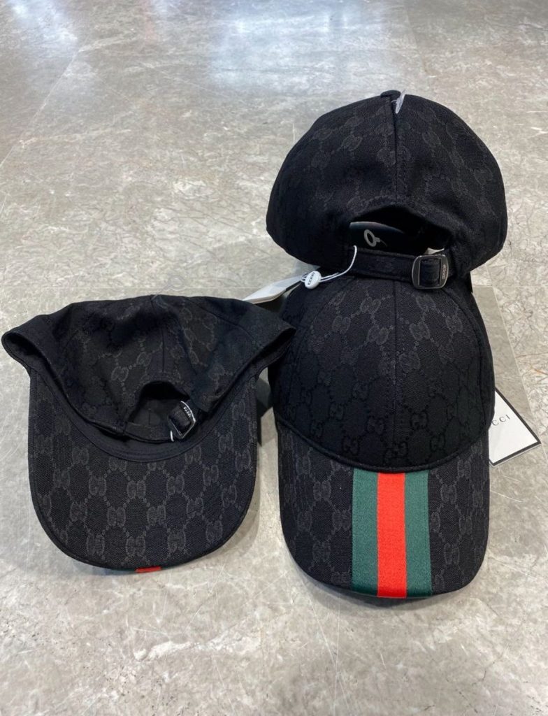 Black Gucci gg patterned logo Web stripe cap