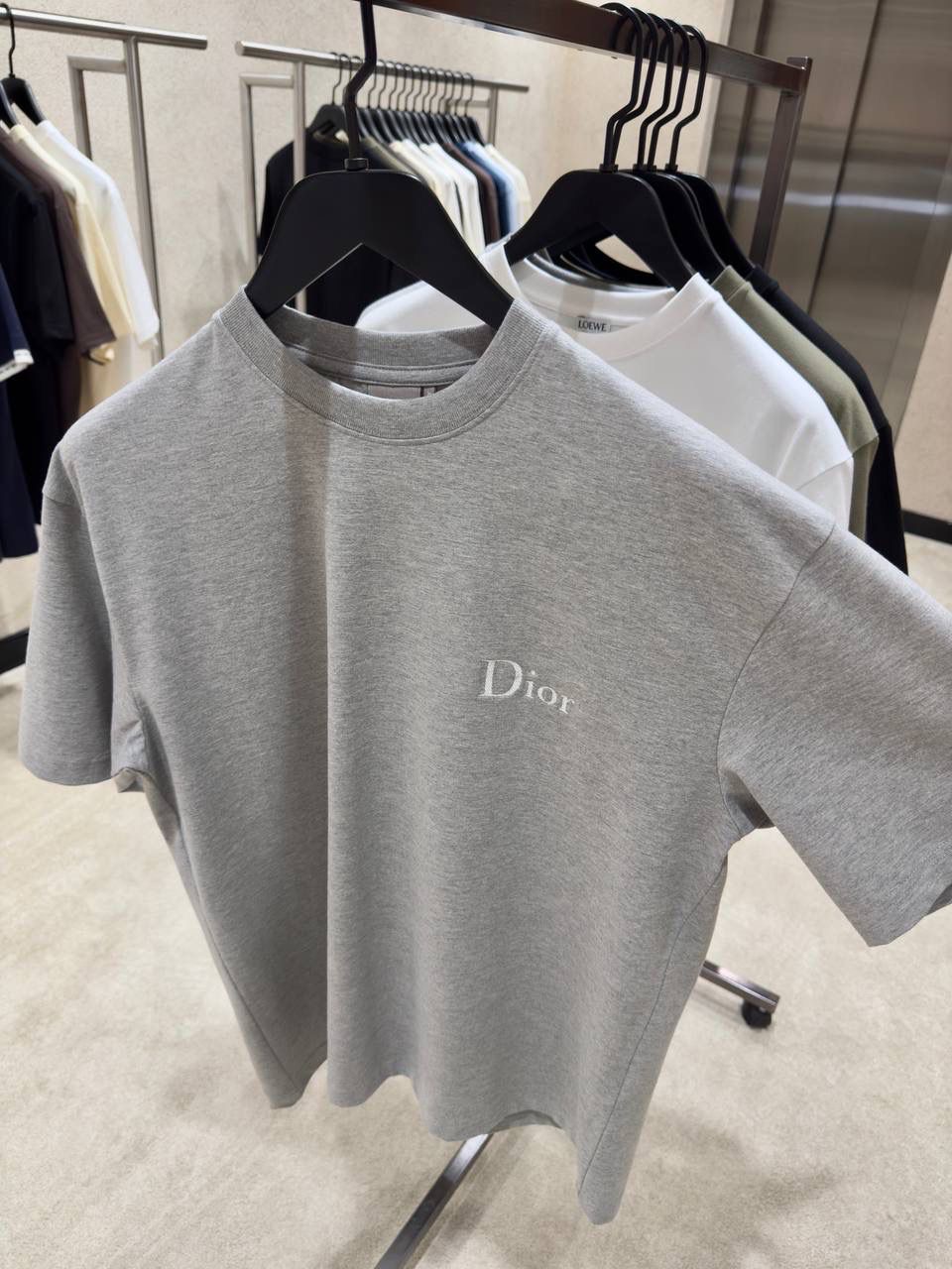 Gray Dior embroidery cotton jersey T-shirt - Image 3