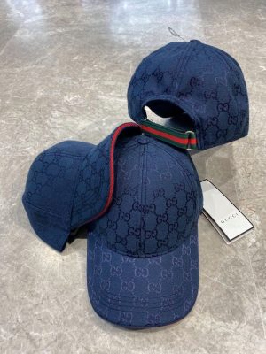 Navy Gucci GG canvas baseball cap