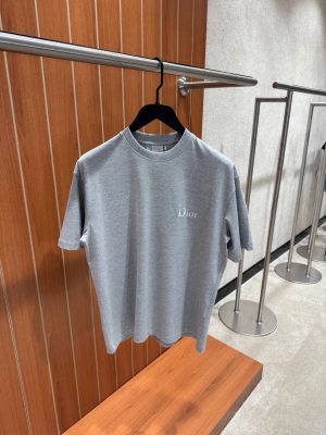 Gray Dior embroidery cotton jersey T-shirt