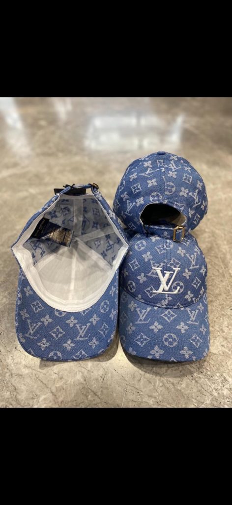 Blue LV monogram logo cap