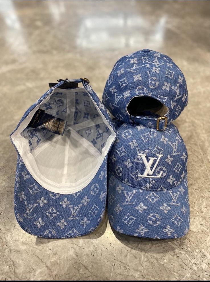 Blue LV monogram logo cap