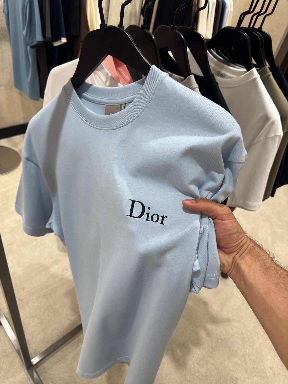 Blue Dior embroidery cotton jersey T-shirt - Image 2