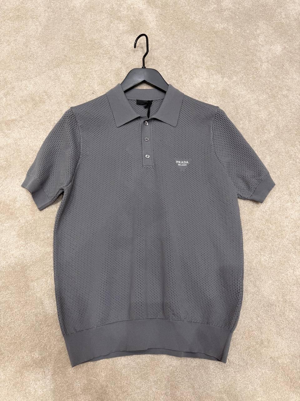 Gray Prada perforated polo shirt - Image 4