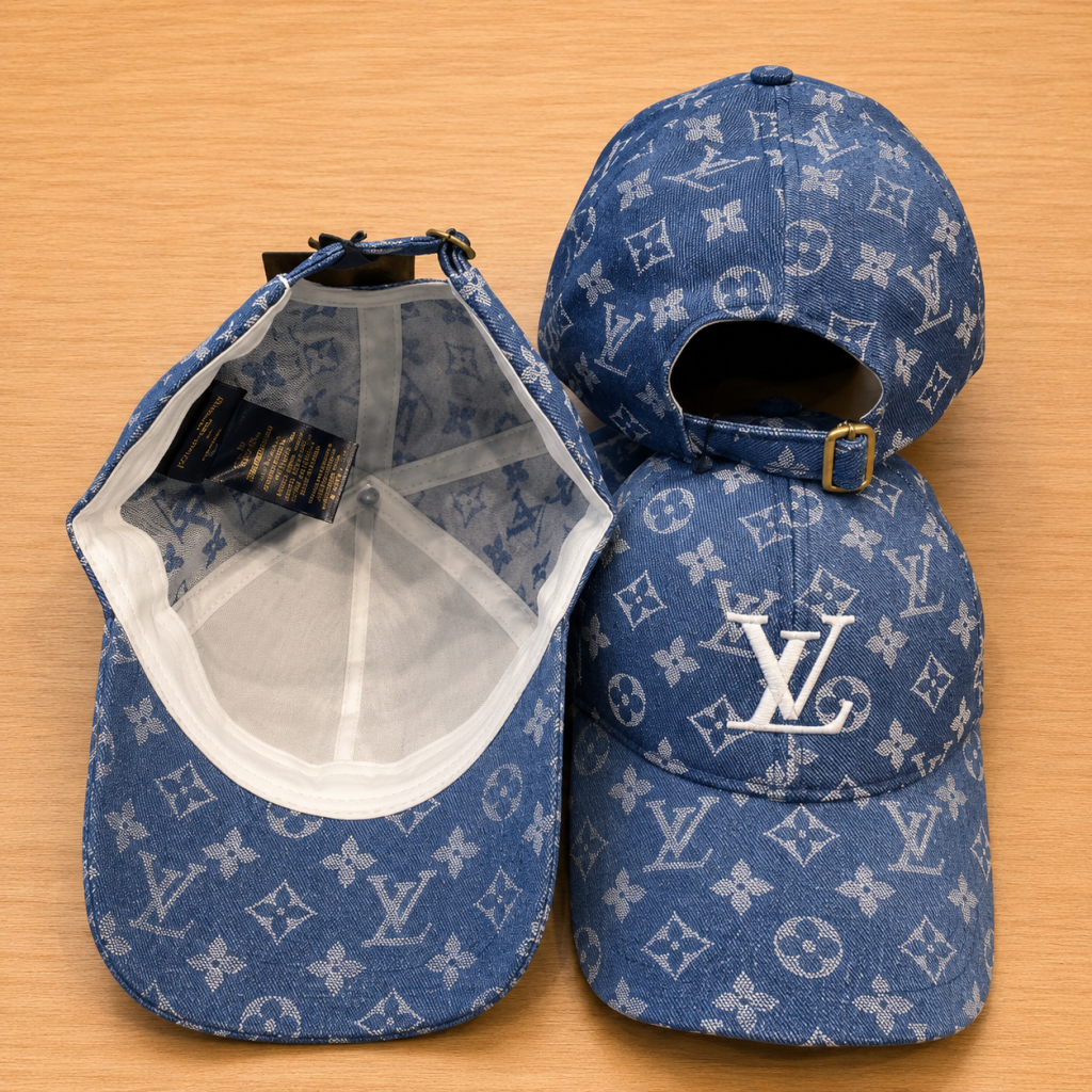 Blue LV monogram logo cap