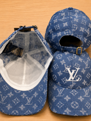 Blue LV monogram logo cap