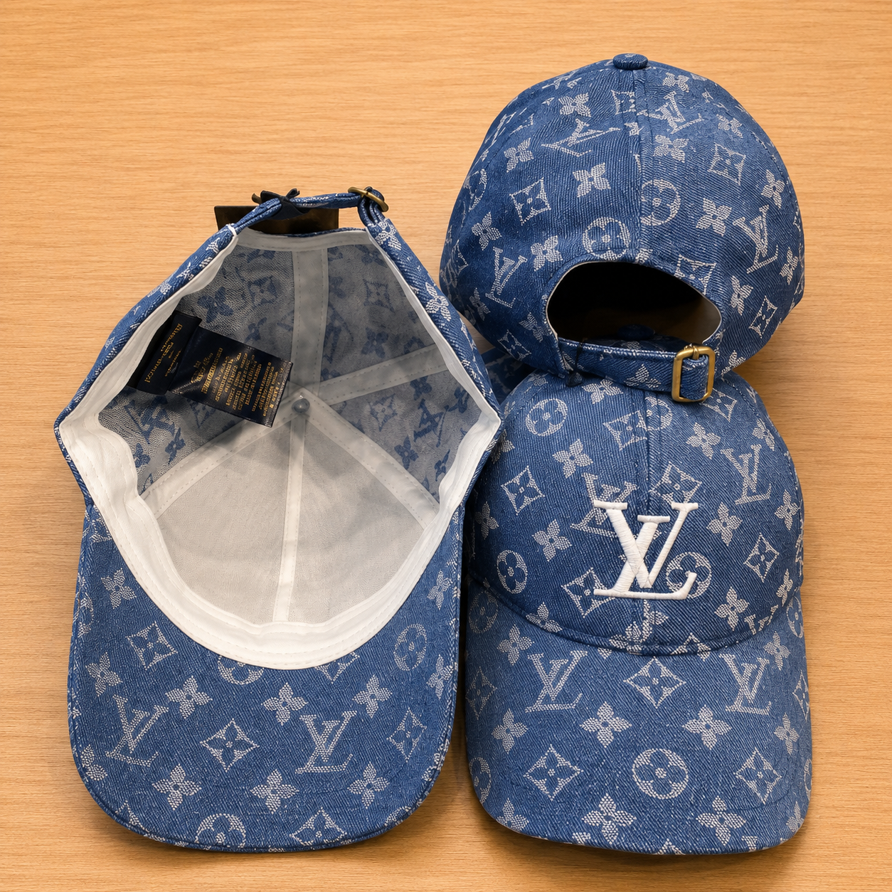 Blue LV monogram logo cap