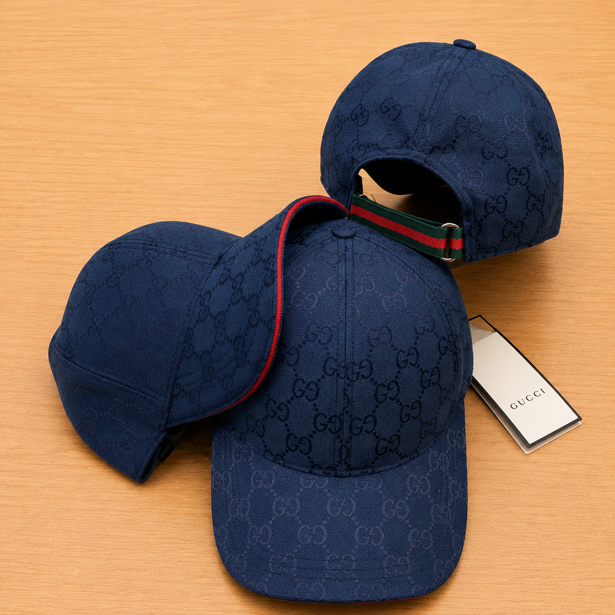 Navy Gucci GG canvas baseball cap