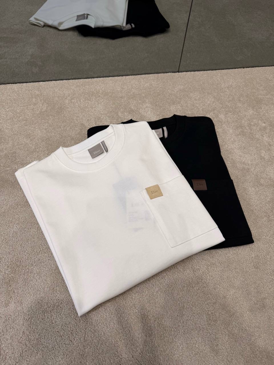White Dior leather patch pocket logo cotton tee - Image 2