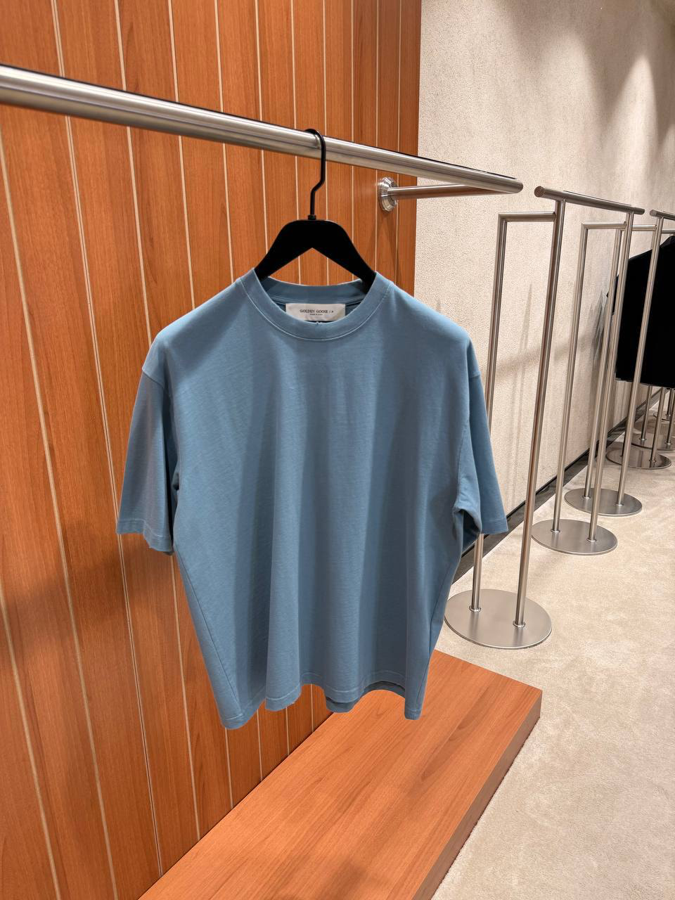Blue Golden Goose Reverse logo double gold star cotton tee - Image 2