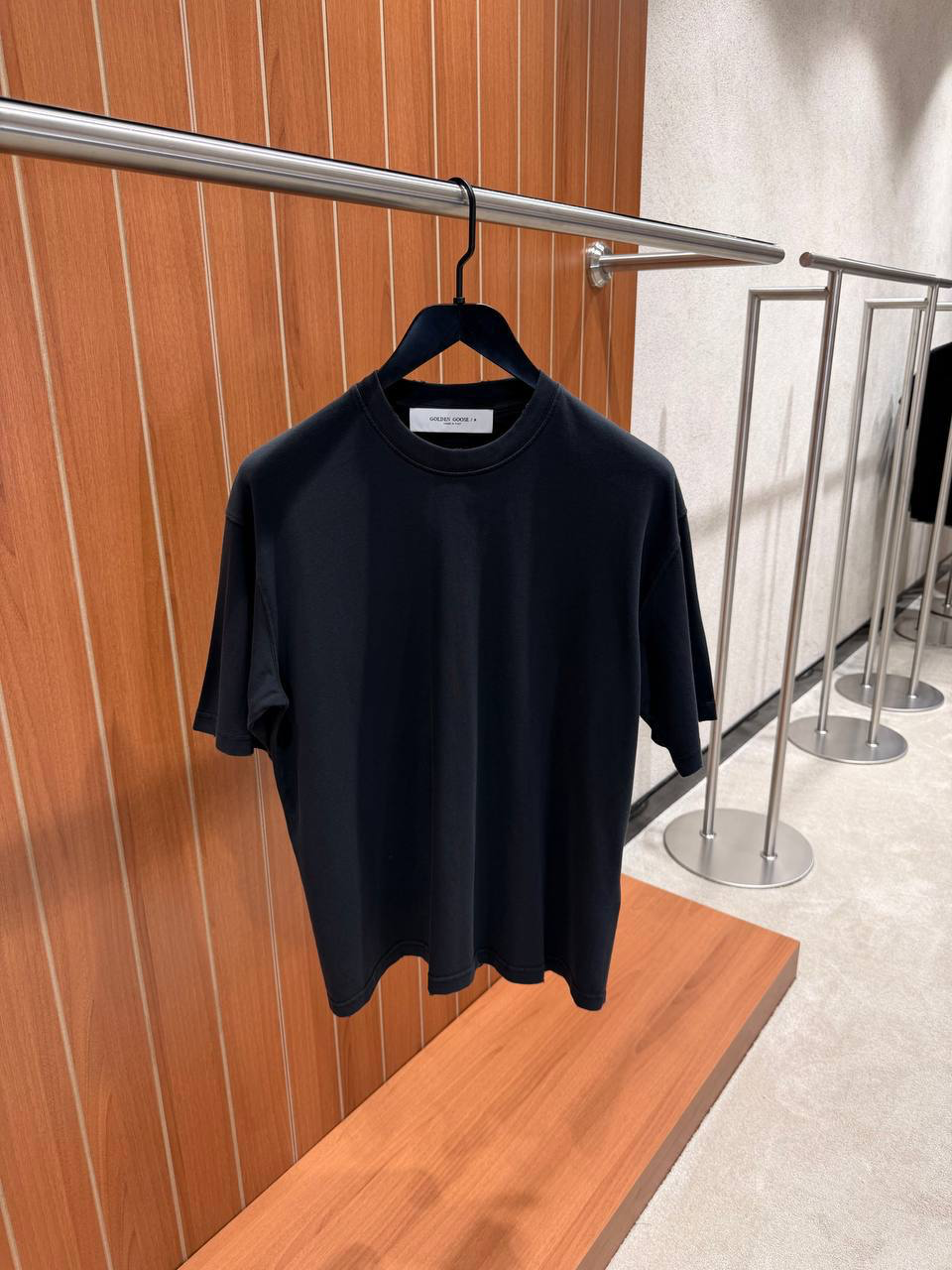 Black Golden Goose Reverse logo double gold star cotton tee - Image 2