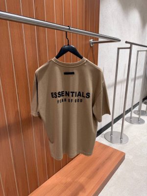 Brown Fear of God Essentials Jersey cotton tee