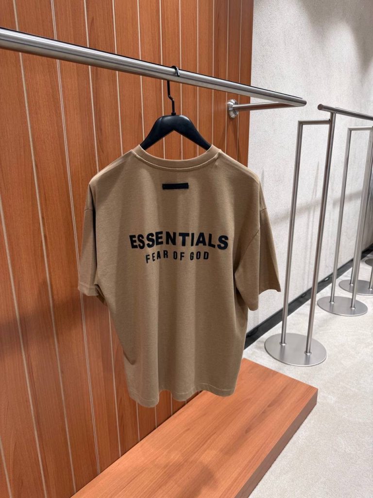 Brown Fear of God Essentials Jersey cotton tee