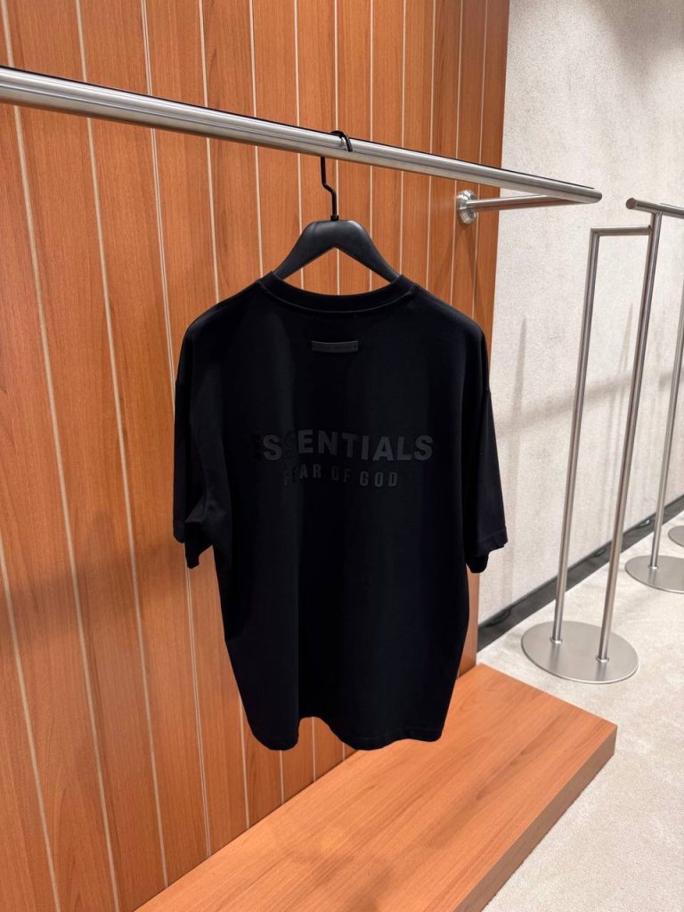 Black on Black Fear of God Essentials Jersey cotton tee