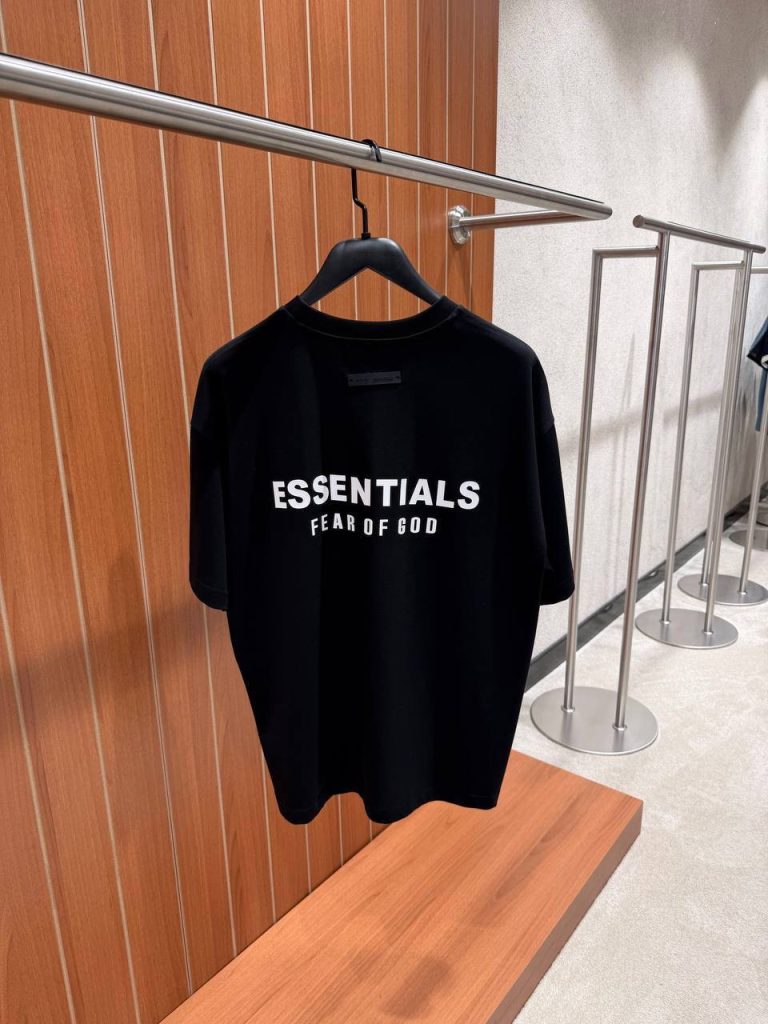Black Fear of God Essentials Jersey cotton tee