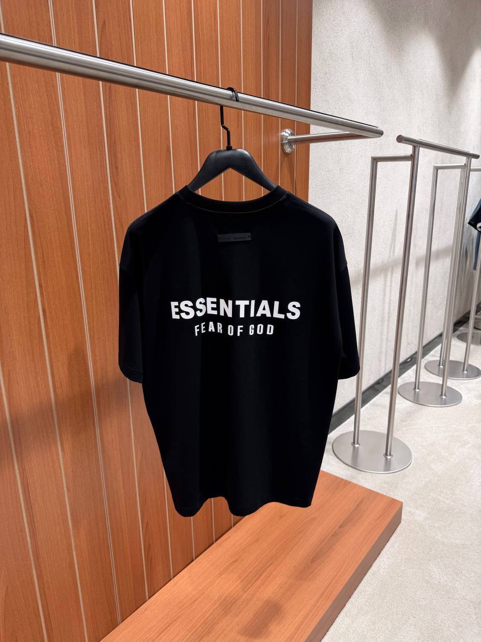 Black Fear of God Essentials Jersey cotton tee