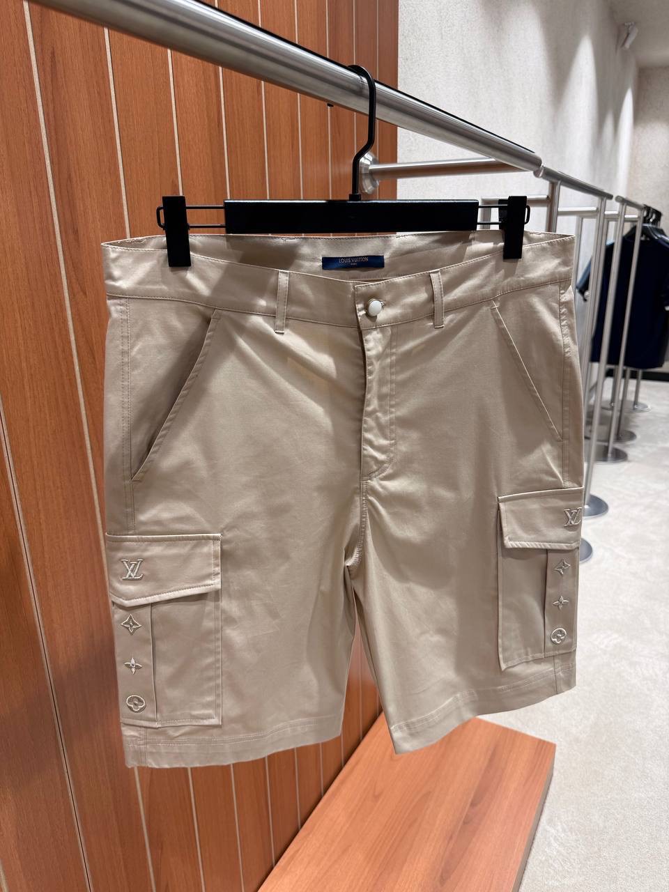 Light Beige LV Signature Cargo Shorts - Image 4