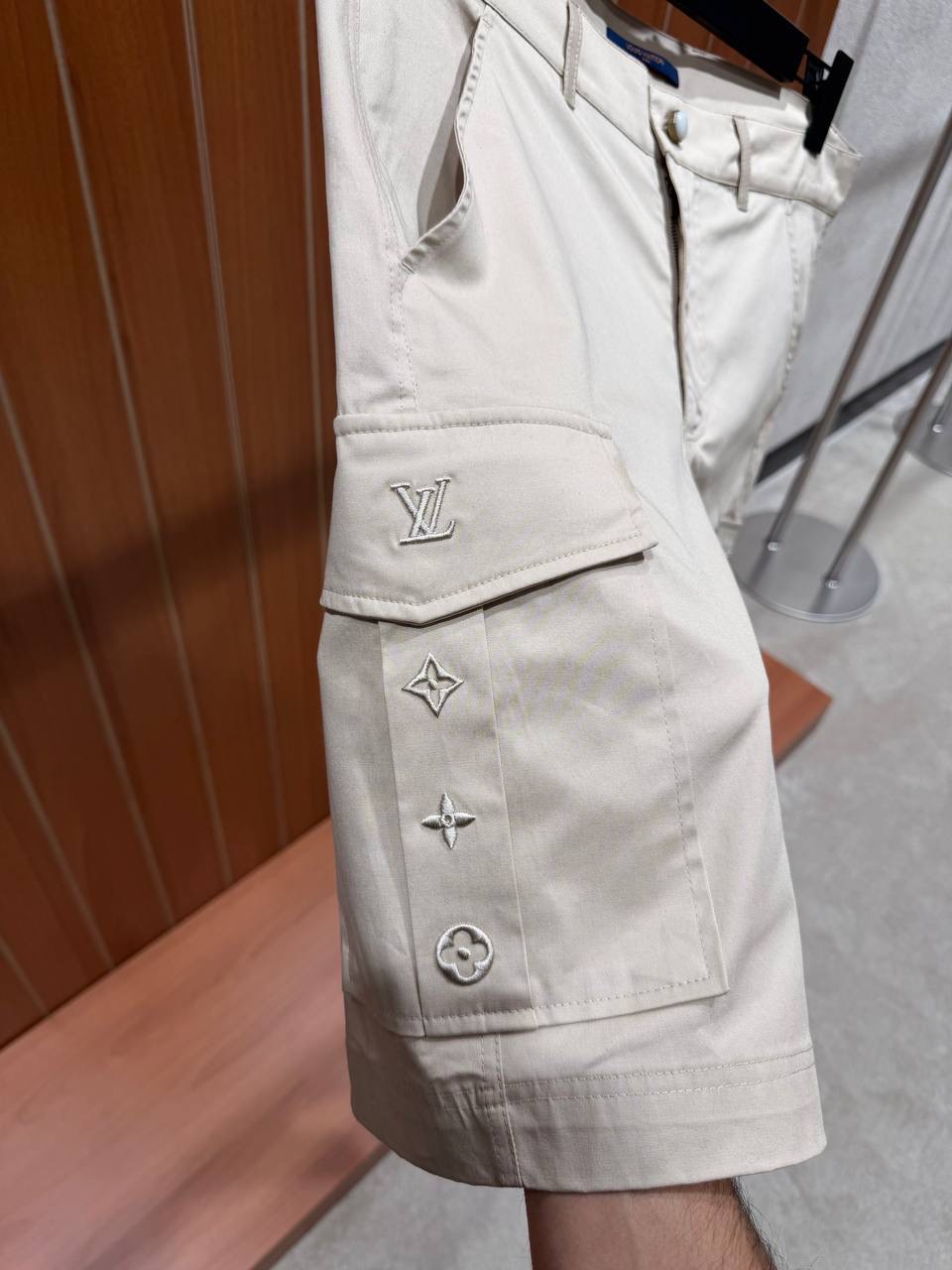 Light Beige LV Signature Cargo Shorts - Image 5