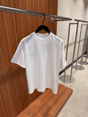 White Prada sleeve triangle logo plaque cotton t-shirt