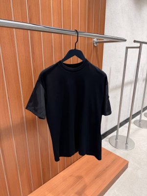 Black Prada sleeve triangle logo plaque cotton t-shirt