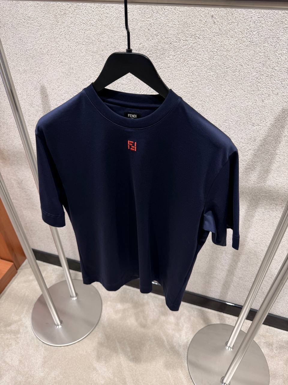 Navy Fendi FF logo embroidered cotton tee - Image 2