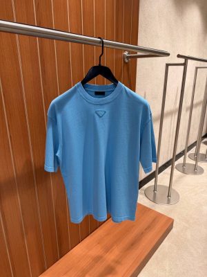 Blue Prada triangle patch logo cotton tee