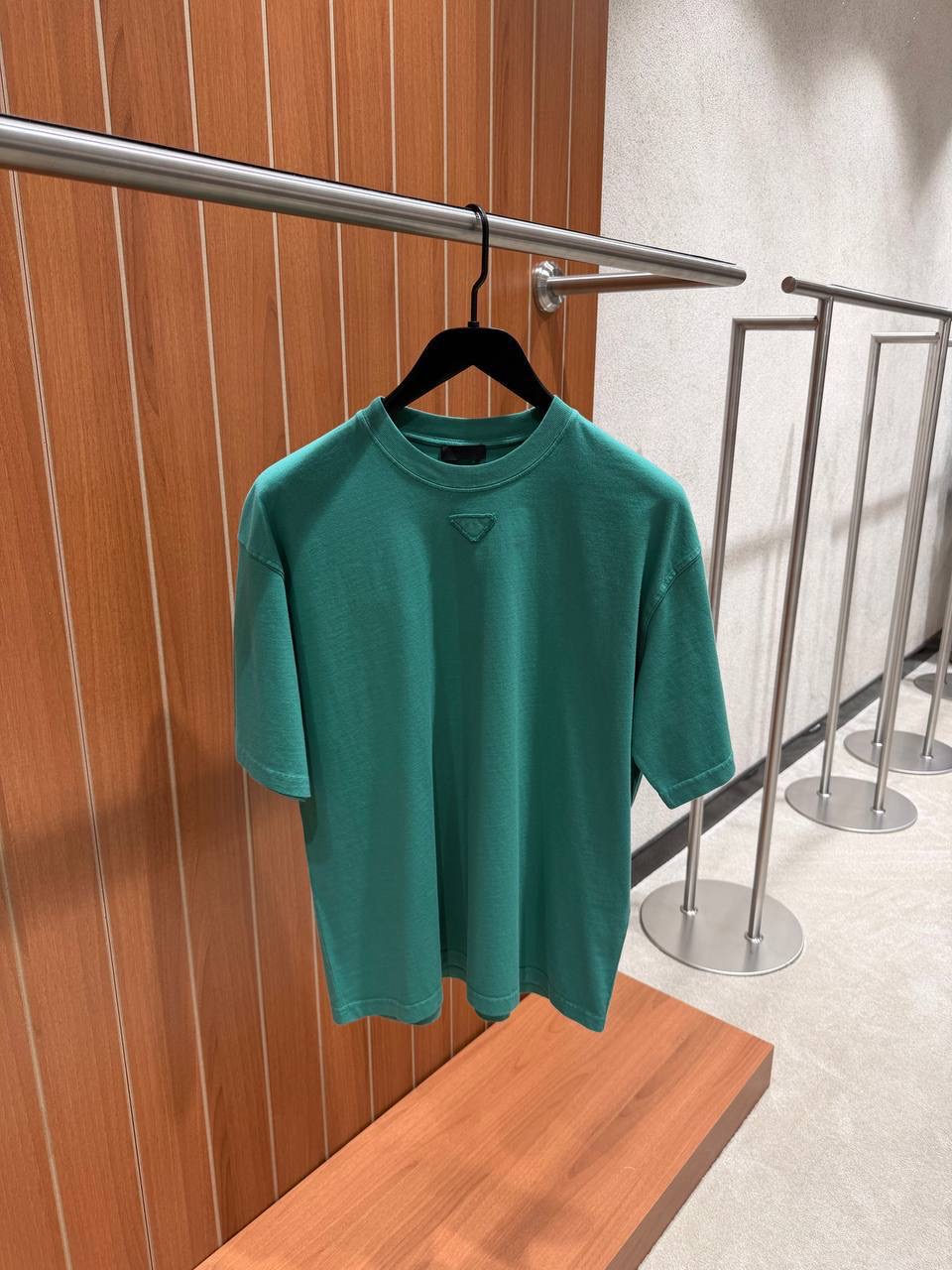 Green Prada triangle patch logo cotton tee