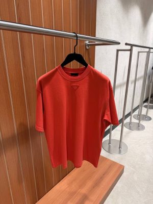 Red Prada triangle patch logo cotton tee