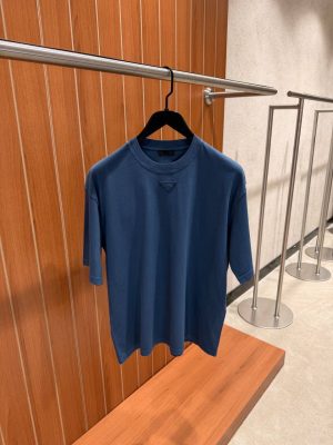 Navy Prada triangle patch logo cotton tee
