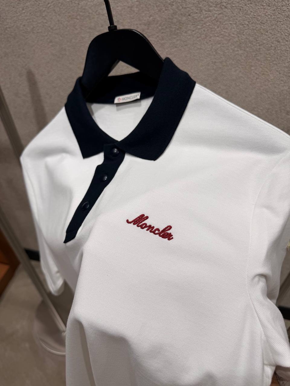 White Moncler embroidered logo cotton piquet polo shirt - Image 2