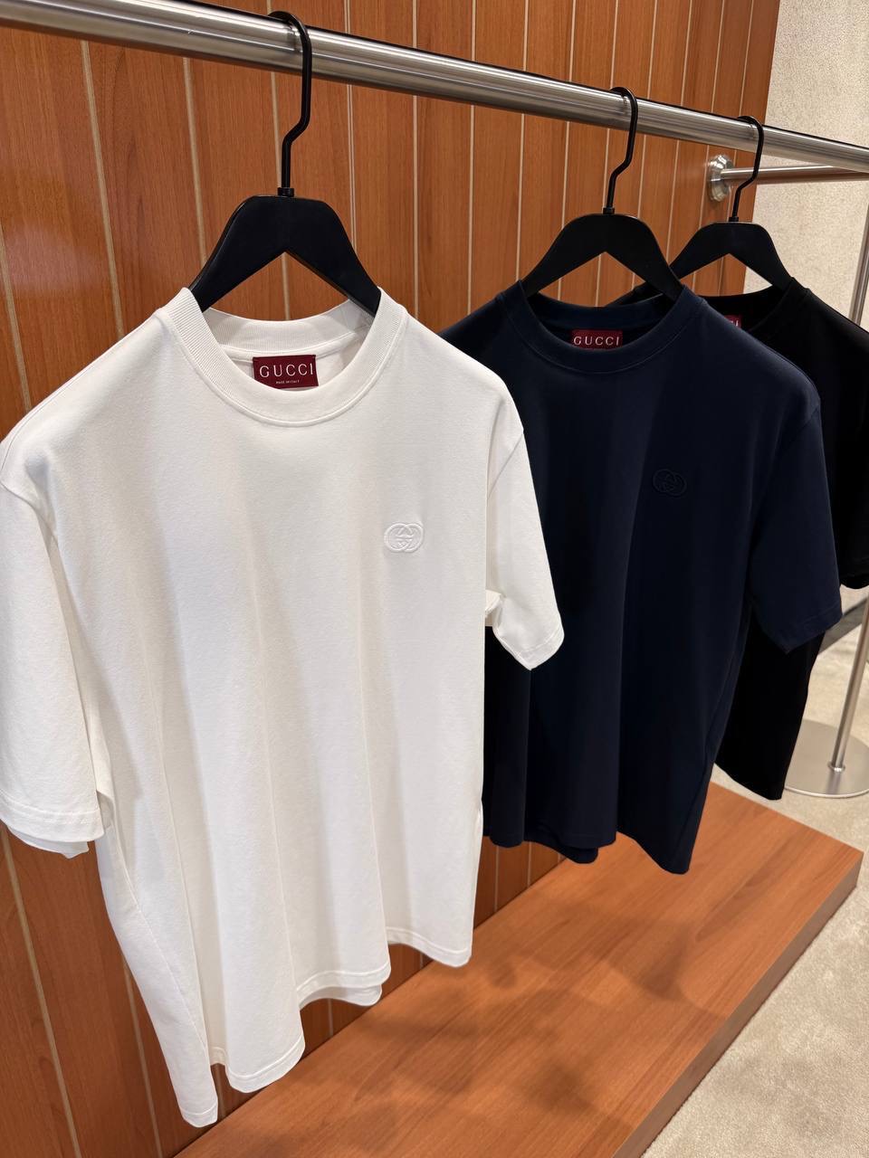 Navy Gucci GG embroidered logo cotton tee - Image 5