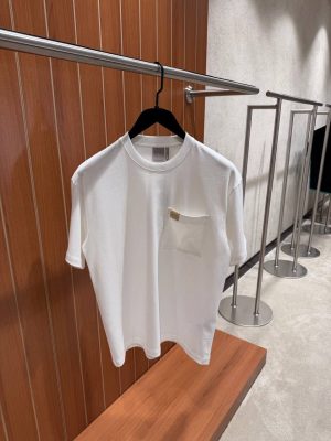 White Dior leather patch pocket logo cotton tee