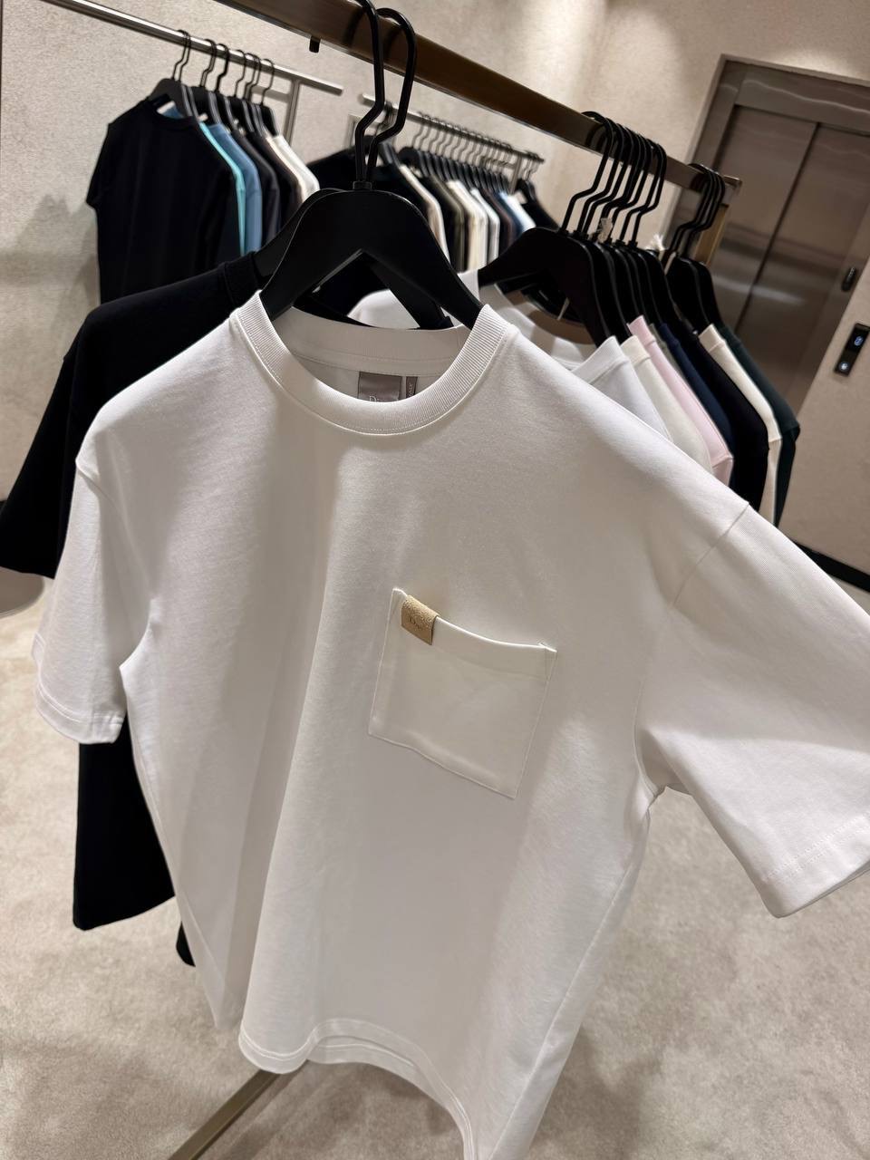 White Dior leather patch pocket logo cotton tee - Image 6