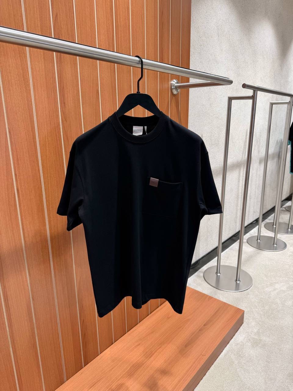 Black Dior leather patch pocket logo cotton tee