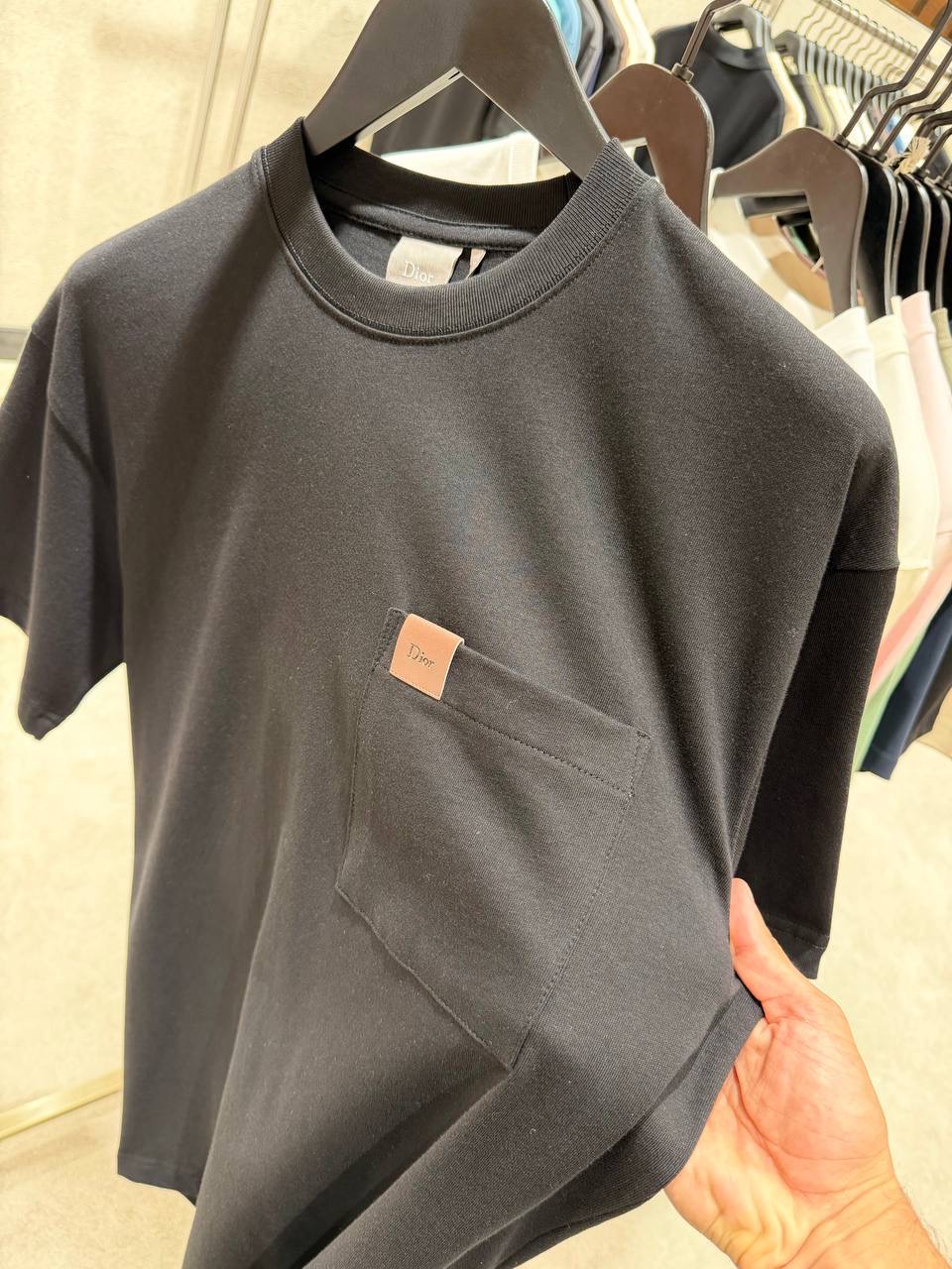 Black Dior leather patch pocket logo cotton tee - Image 3