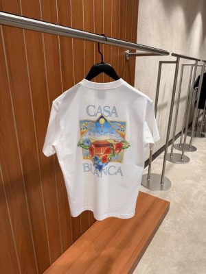 White Casablanca Flower Court Icon cotton T-shirt