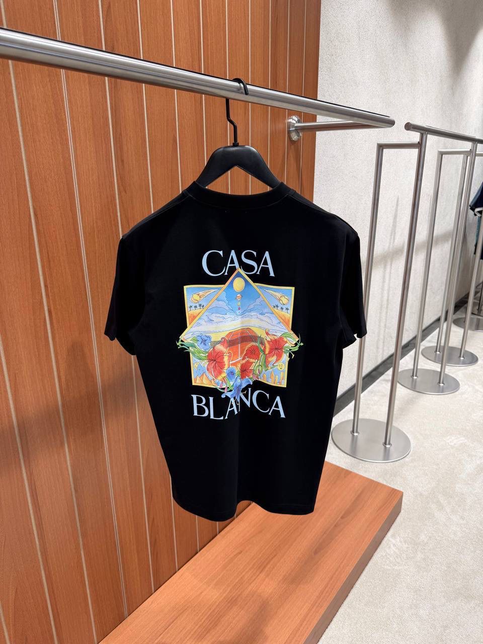 Black Casablanca Flower Court Icon cotton T-shirt