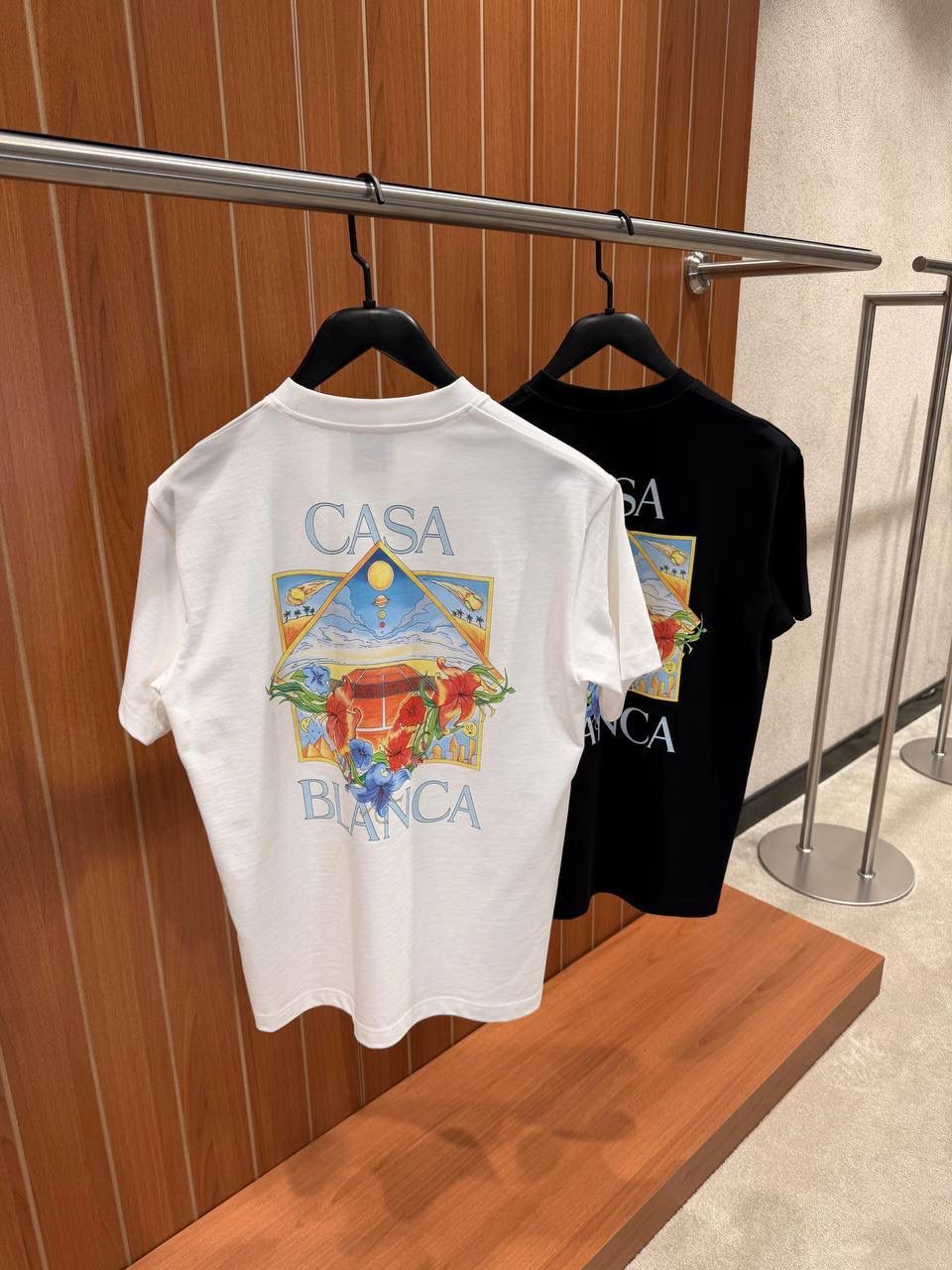 Black Casablanca Flower Court Icon cotton T-shirt - Image 3