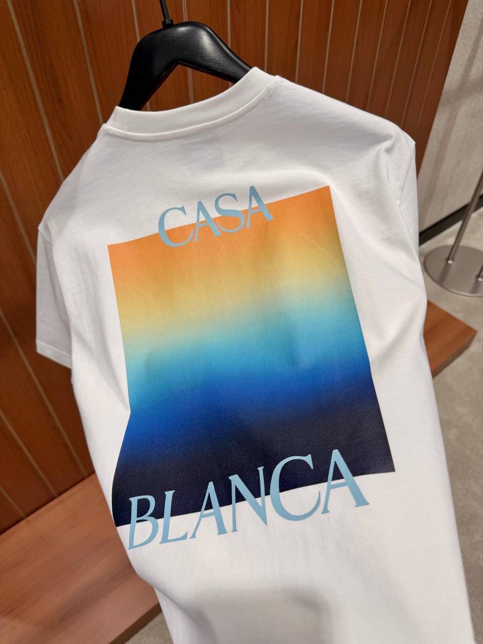 White Casablanca Gradient Square stacked logo cotton tee - Image 3